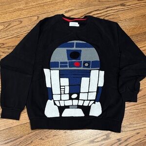 Eleven Paris Black Crewneck Sweater with Blue, Gray & White Graphic